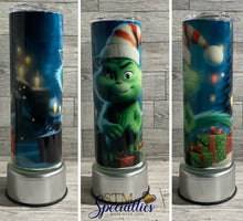 Load image into Gallery viewer, 20 oz Sneaky Cat Holiday Tumbler/Stainless Steel/Double Wall Insulated/Sliding Lid/Straw
