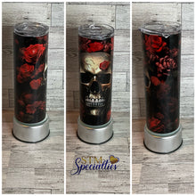 Load image into Gallery viewer, Rose Head Tumbler Skull and Rose Tumbler