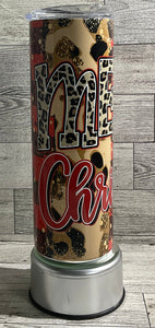20 oz Merry Christmas Leopard and Plaid Print Stainless Steel Tumbler