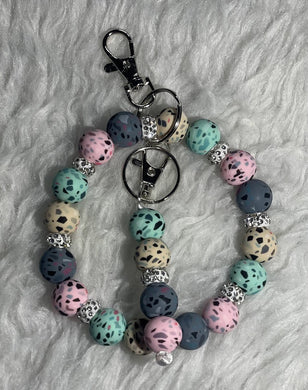 Silicone Beaded Wristlet and Key Chain Pastel