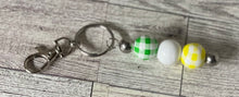 Load image into Gallery viewer, Beaded Yellow and Green Plaid Key Chain