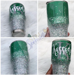 Green with Envy Green and Silver Ombre Tumbler
