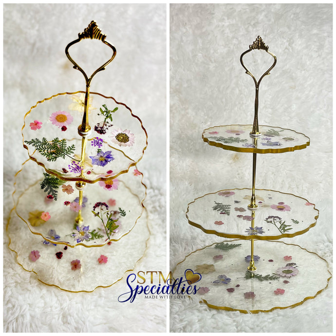 3Tier Flowered Resin Stand
