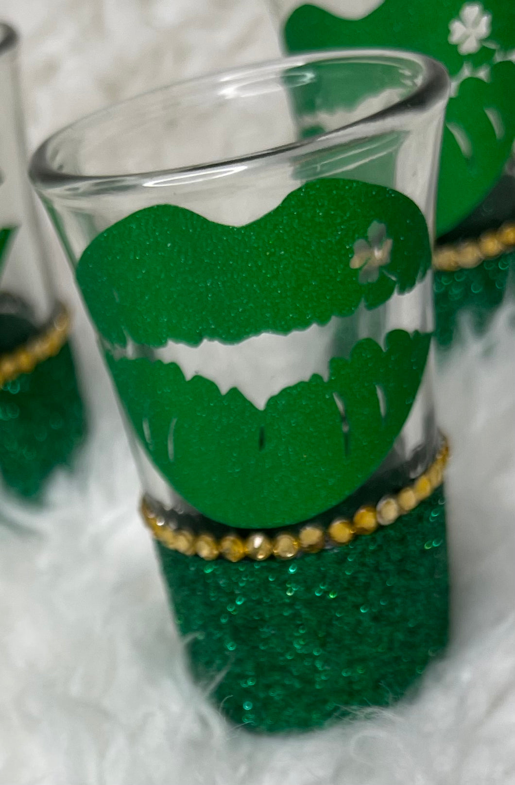 A Kiss of the 4 Leaf Clover Shot Glasses